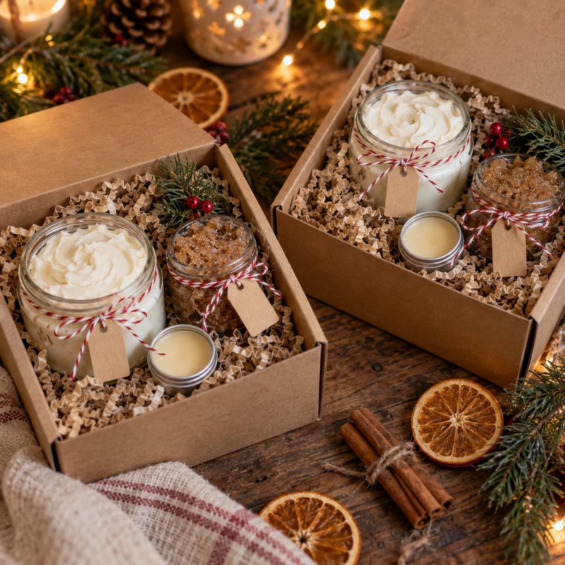 Holiday gift boxes of homemade body care